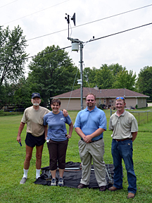 From left: Bob Tripp, President of the Sunrise Estates Homeowners Association; Georganne Bowman, Boone County Stormwater Coordinator; Chris Zell and Nick Muenks, Geosyntec Consultants technicians