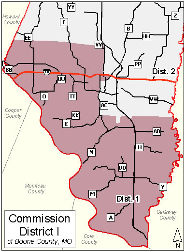 Map Missouri Counties. Boone County Commission