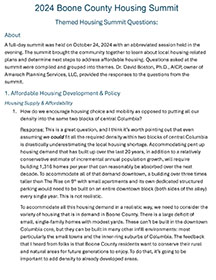2024 Boone County Housing Summit Questions cover page