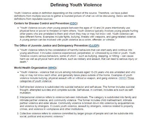 Defining Youth Violence