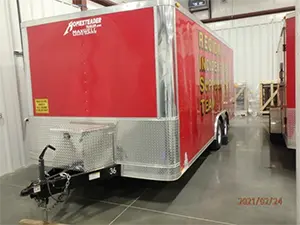 red and chrome box trailer with the words Region Incicdent Support Team on the side