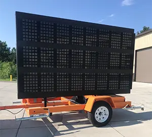 Electronic sigh board on an orange trailer