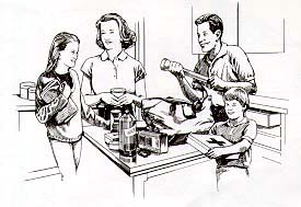 family preparing a disaster preparedness kit