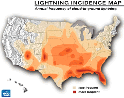 Lightning Incidence Map
