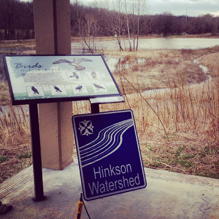 Hinkson Watershed sign at 3M wetlands
