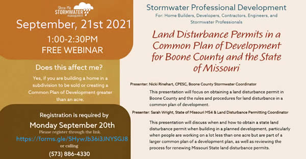 Stormwater Professional Development webinar notice