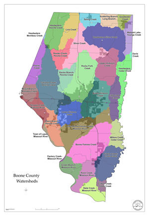 Boone County, Missouri watershed map